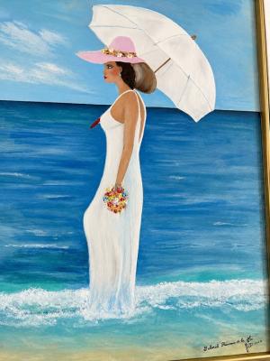 Jean Louis Une très belle œuvre, pleine de délicatesse et d’élégance. Les couleurs de la mer, la lumière et la silhouette féminine créent une atmosphère poétique et raffinée. 🌊🌸